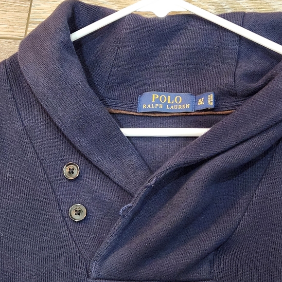 Polo Ralph Lauren Navy Pullover with Brown Elbow Patches Size Xlarge Tall - Picture 6 of 9